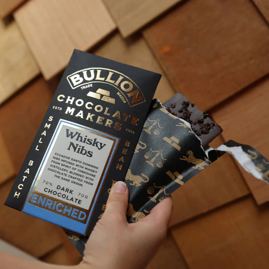 Whisky Nibs Milk Chocolate Bar - Bullion Chocolate