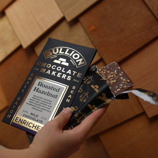 Roasted Hazelnut Milk Chocolate Bar - Bullion Chocolate