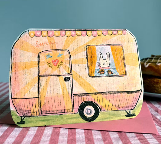 Caravan dream home greetings card-Laura Skilbeck