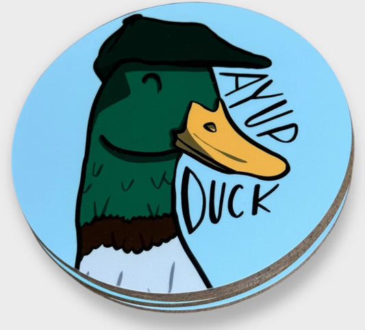 Ayup Duck With Flat Cap Coaster- Luke Horton Art