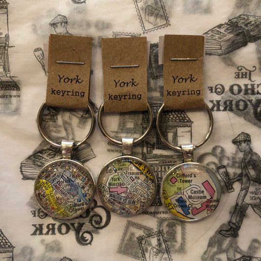 York Map Keyring (Circular)-Pink Flamingo