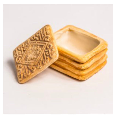 Custard Cream Biscuit Trinket Box-Merryfield Pottery