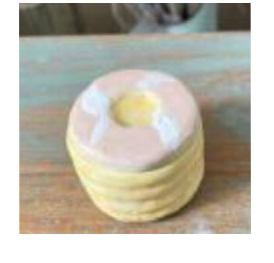 Iced Party Ring Biscuit Trinket Box Pink- Merryfield Pottery
