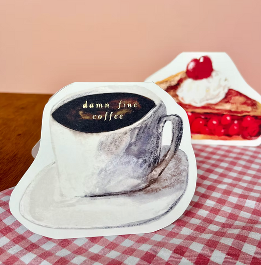 Damn Fine Coffee Gold Foiled Greetings Card - Laura Skilbeck