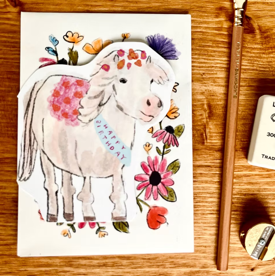 Birthday Pony Greetings Card - Laura Skilbeck