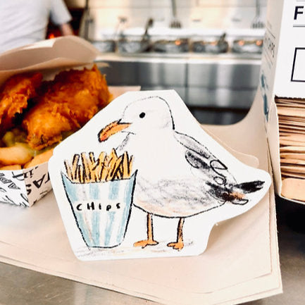 Seagull & Chips Seaside Card