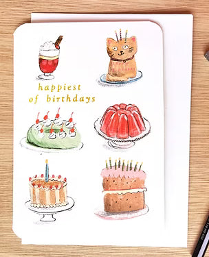 Vintage Classic Cakes greeting card- Laura Skilbeck
